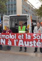Plus de 2000 personnes manifestent contre les politiques européennes d'austérités à Montpellier.